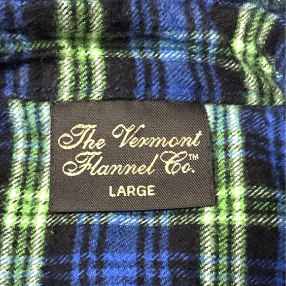 Vermont Flannel Co Large Blue Green Plaid Flannel Button Up Shirt - Picture 3 of 6